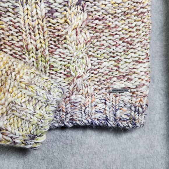Abercrombie & Fitch Oversized Sweater Sz L Chunky Cable Knit Rainbow Ombre Boxy - Picture 5 of 12
